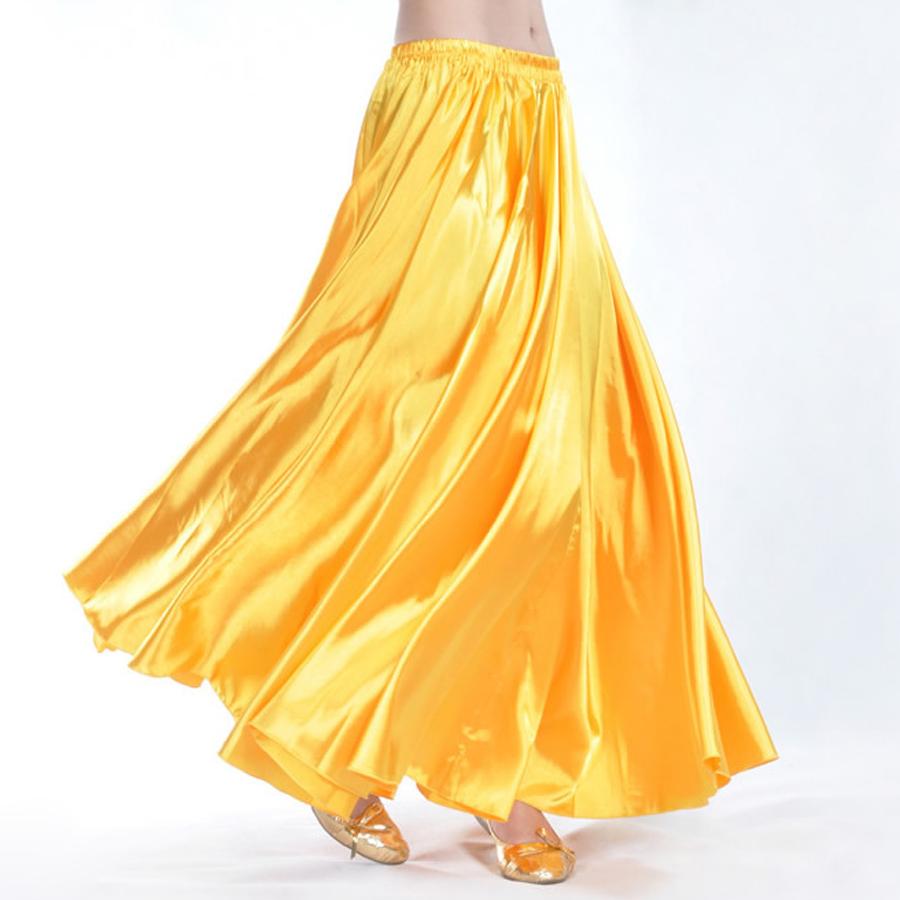 Glänzender Satin Damen Bauchtanzkostüm Swing Röcke Vollkreis Satin Flamenco Röcke Übergröße Bauchtanzrock