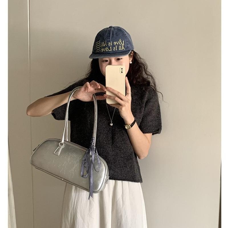 Spring New Niche Design Ballet Style Portable Women's Bag Trendy Versatile Silver Shoulder Armpit Bag Trendy