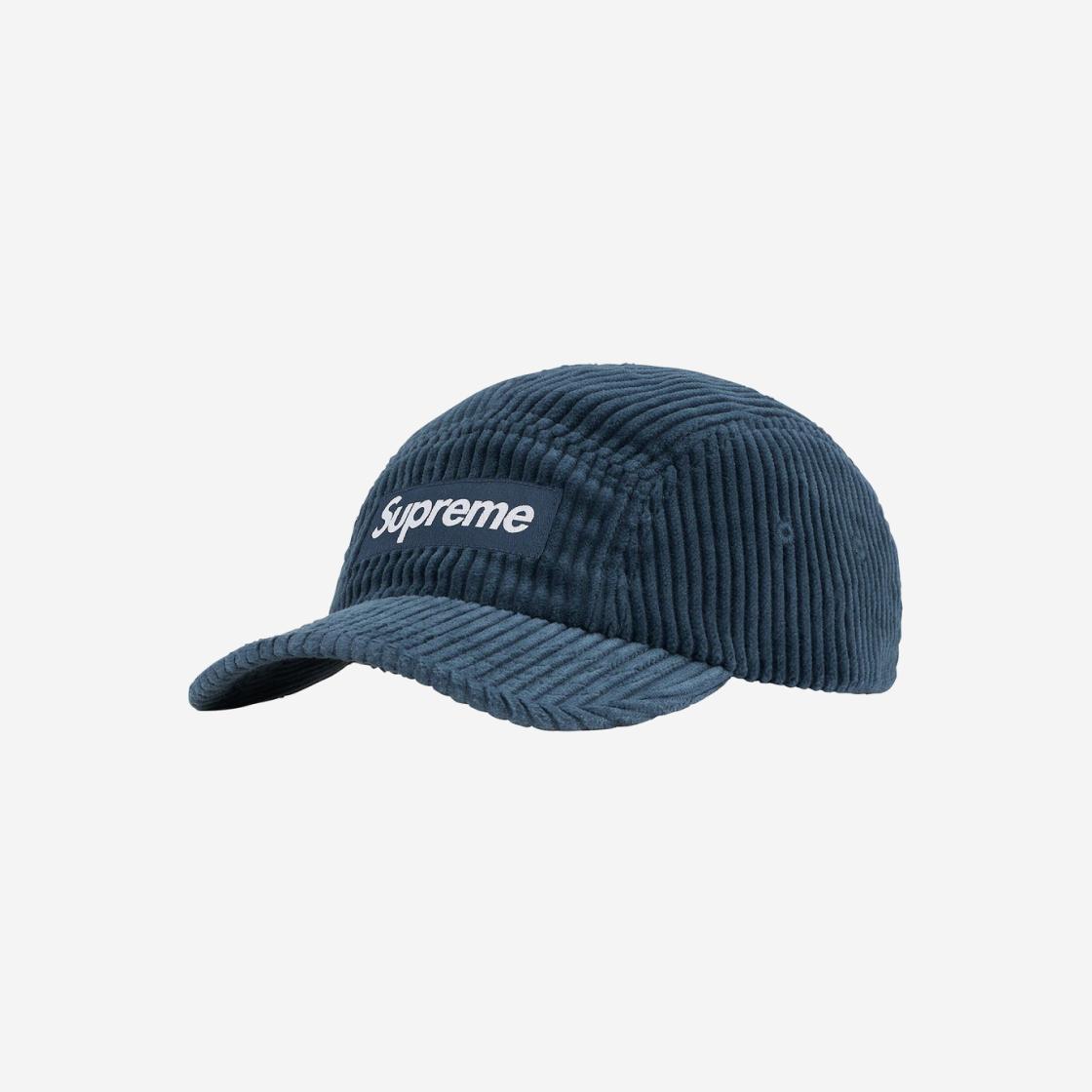 

Вельветовая кепка Supreme темно-синяя 22SS -