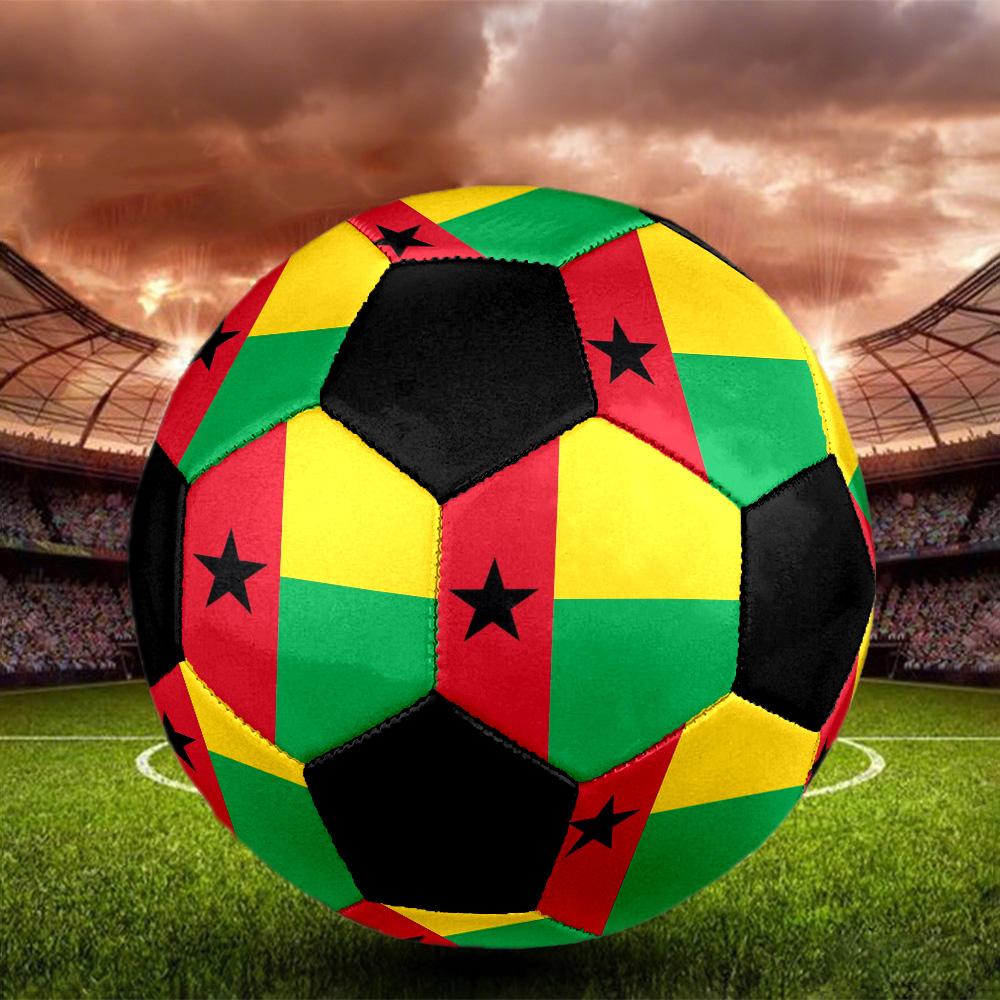Guinea Bissau Indoor Soccer Ball Colorful All Ages Size 5 Machine Stitched PVC Competition Ready Durable High-Bounce