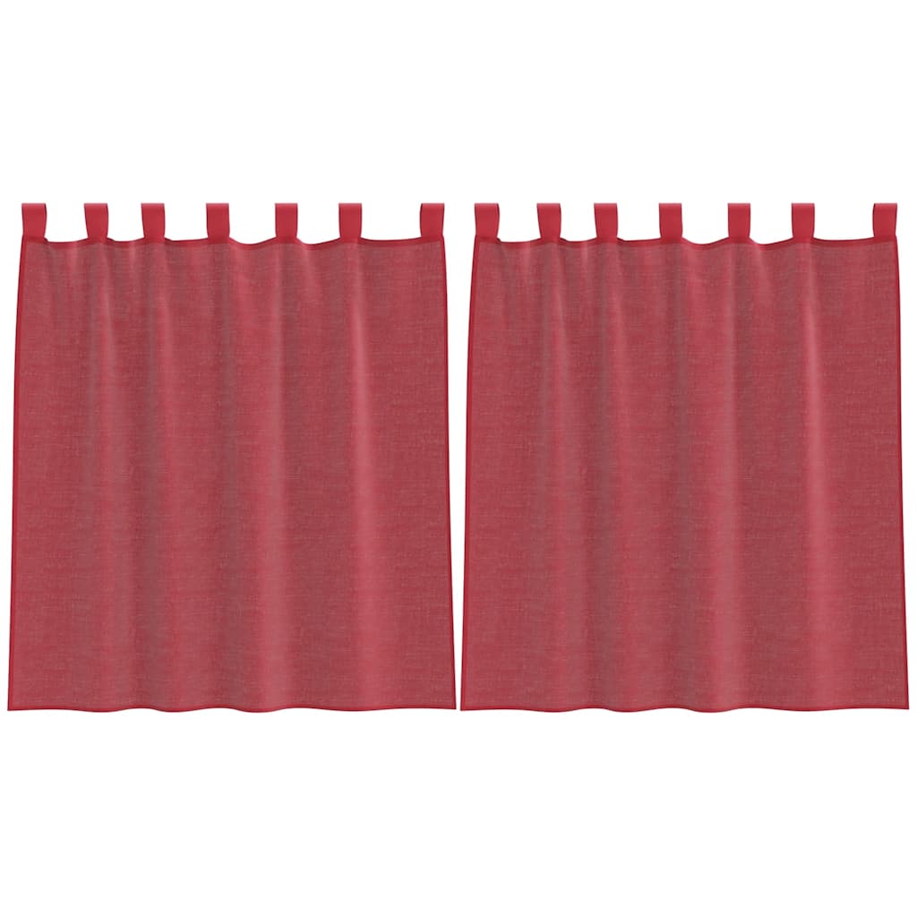 Voile Curtains with Rod Pockets 2 pcs Burgundy
