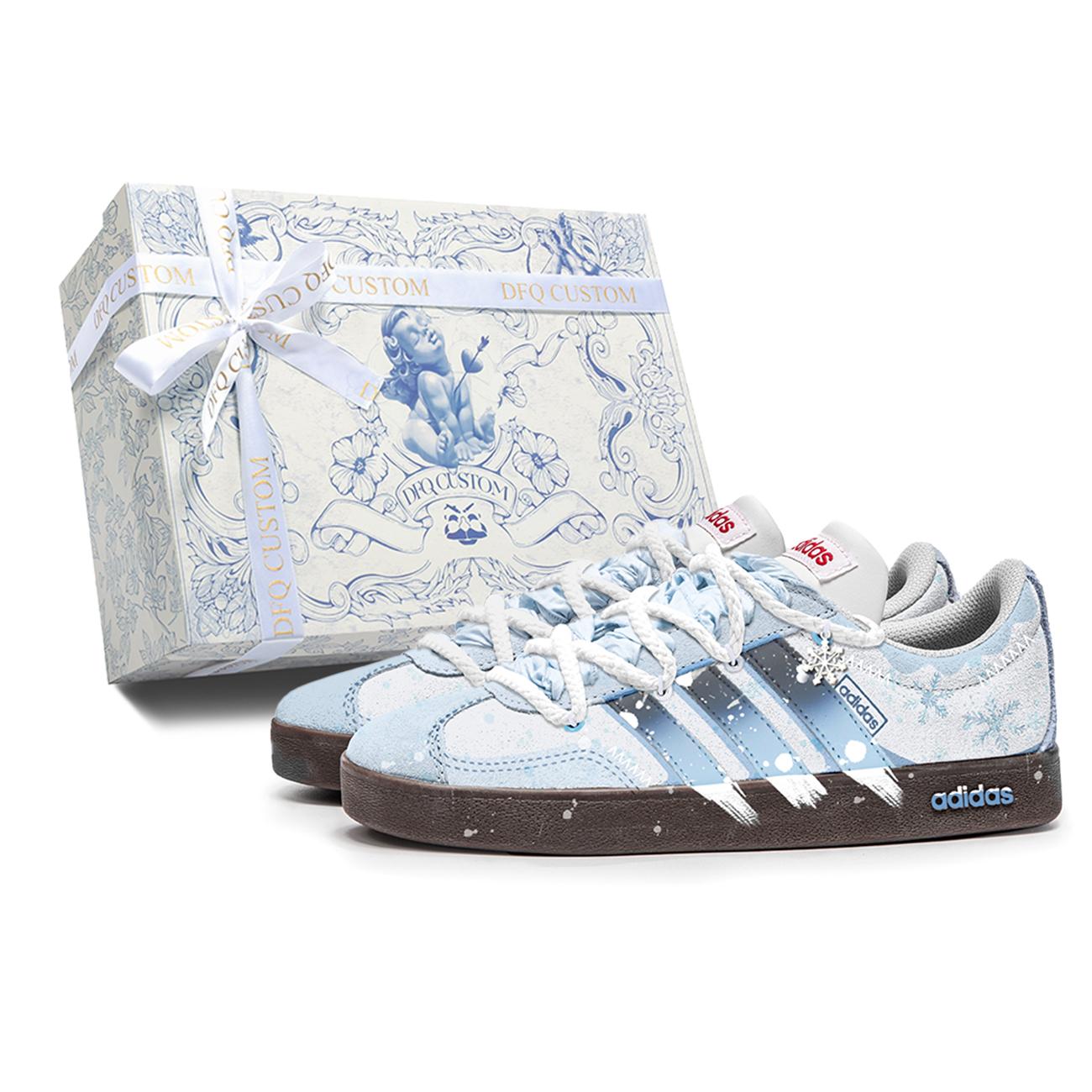 

Adidas VL COURT 2.0 Icy Snow Abrasion Resistant Abrasion Resistant Low top Skateboard Shoes Unisex Blue Brown HQ1802(TeamM-S-BOX) 43⅓