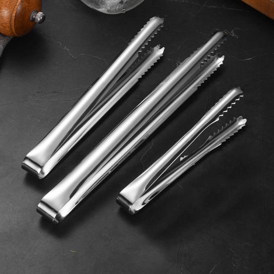 Stainless Steel Ice Tongs Small Lightweight Tongs Thickened Ice Clip Multifunctional BBQ Clip Ice Bucket