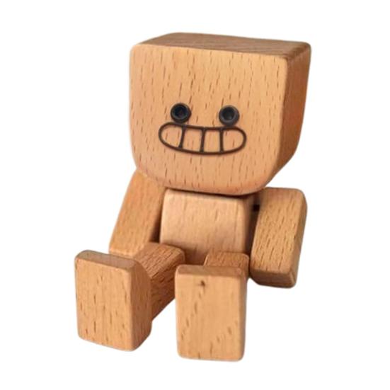 1/2/3Pcs Shaking Wooden Man Figurine Handmade Shaking Feet Wooden Doll Car Dashboard Desktop Decoration Ornament