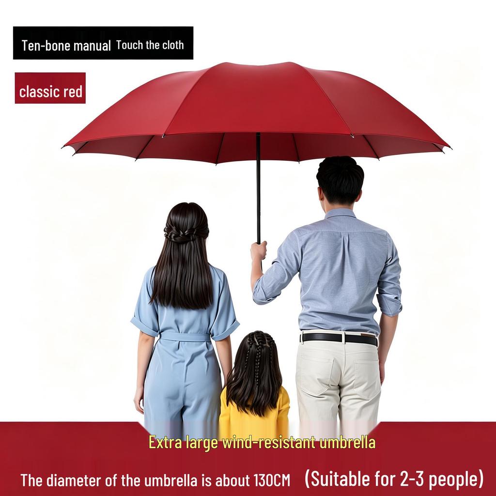 12-Rib Folding Umbrella for Sun and Rain Protection