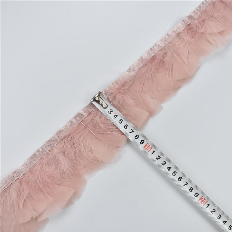 2Meters Leather Pink Ostrich Feather Trims Fluffy Turkey Feather Boas Goose Plumas Fringe Ribbon for Needlework and Handicrafts