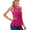 Women Summer Sleeveless Sequin Solid Color Slim Fit Vest Top