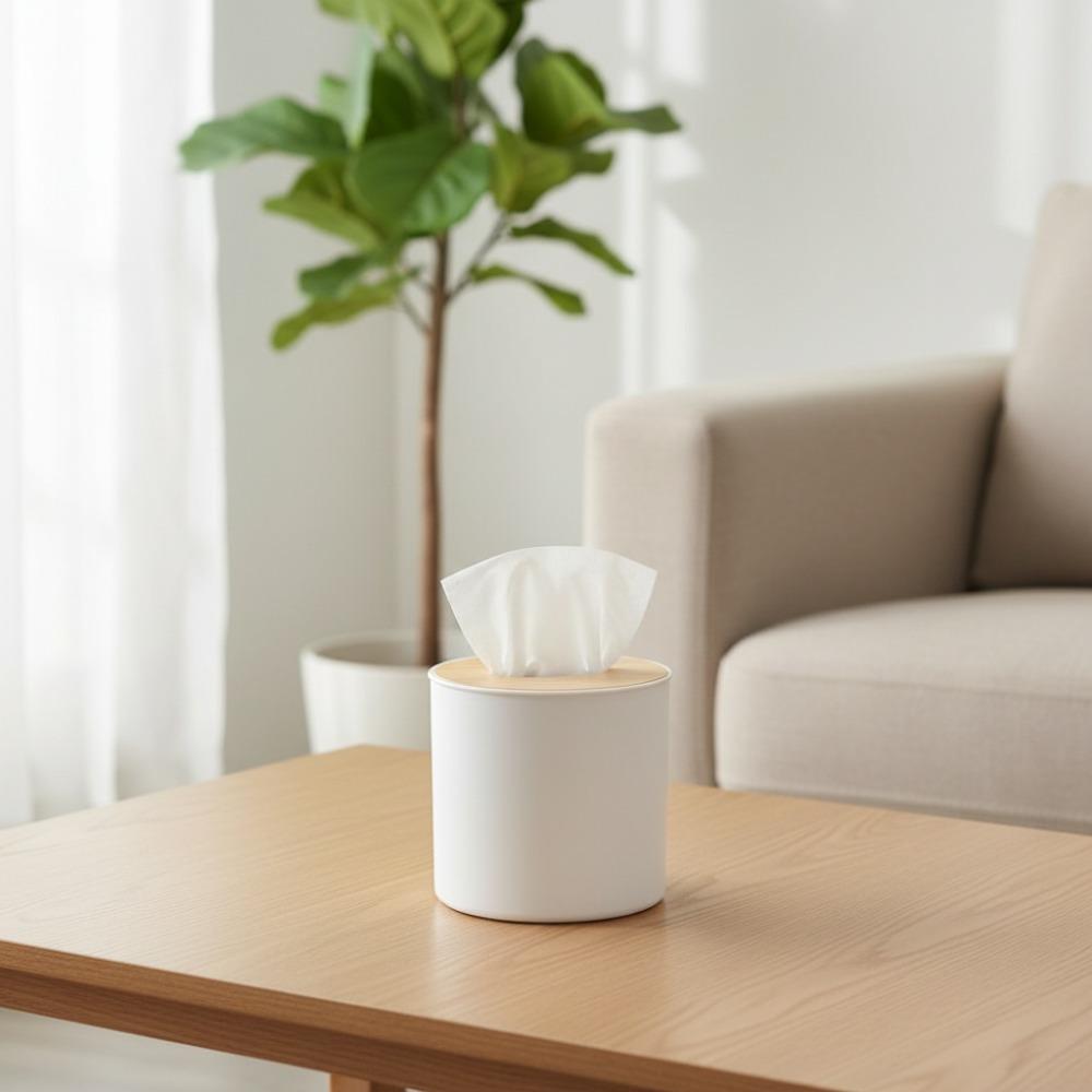 Removable Wood Cover Tissue Box Cover Wood, PP Paper Towel Dispenser Tissue Box Holder Home Use