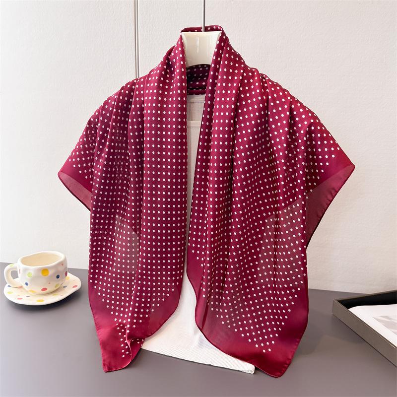 Geometric polka dot simulation silk high-end large square scarf silk scarf printing travel shawl scarf sunscreen headscarf women's scarf