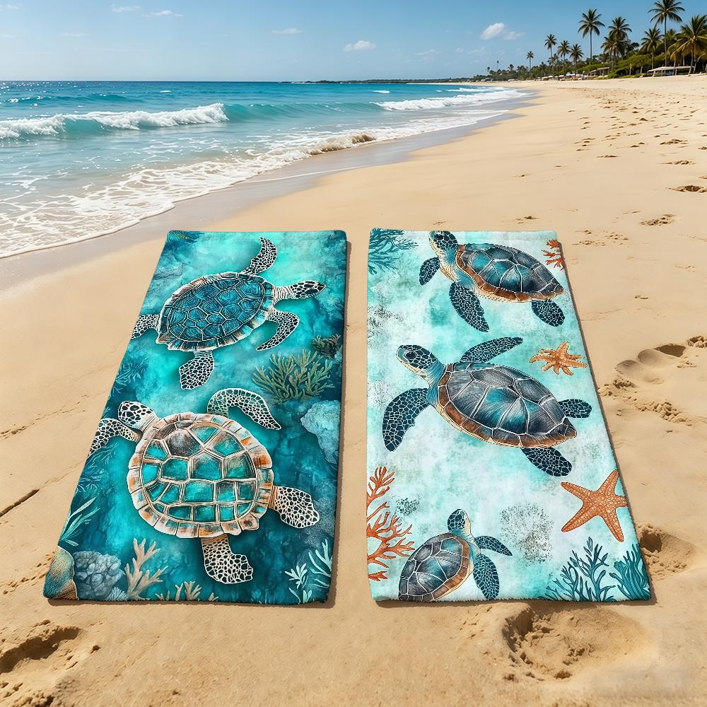 Ocean Turtle Cool Cute Towel For Outdoor Camping Beach Towel Super Absorbent Quick-Drying Summer Towel