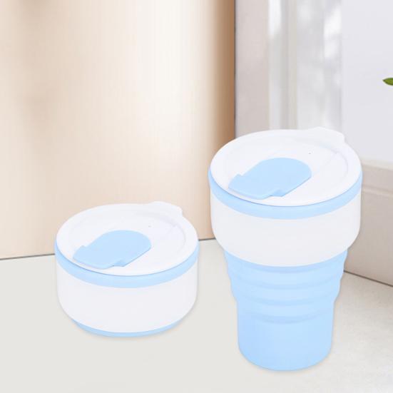 Collapsible Silicone Travel Cup 12oz Portable Foldable Coffee Mug for Camping Hiking Commuting Leakproof Eco-Friendly Water Bottle with Wide Mouth