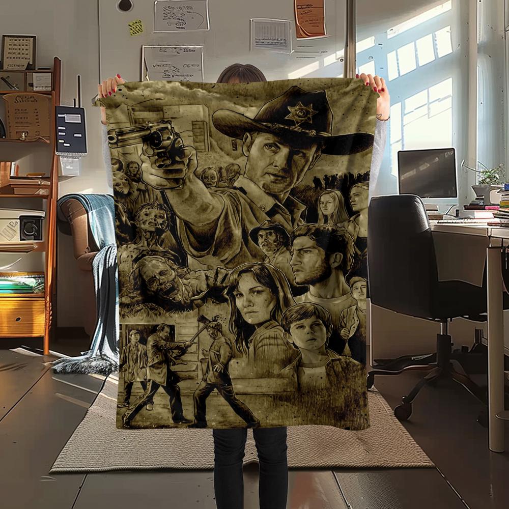 The Walking Dead, mönster Flanellduk, Hög kvalitet Bekväm för Alla Årstider, Heminredning, Värme och Komfort, Perfekt för Gåvor.