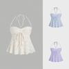 Sexy Three-dimensional Feeling Lace-up Short Bustier Fashion Hanging Neck Halter Tops