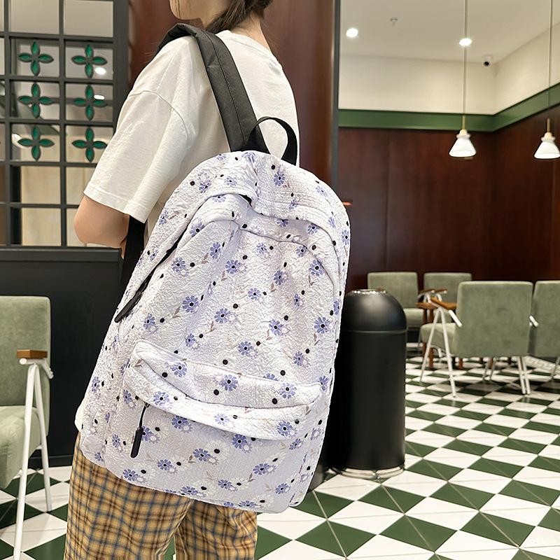 Schoolbag Simple Casual Foam Printed Backpack Sweet Girl Student High Value Backpack Lightweight Small Flower Student School Bag