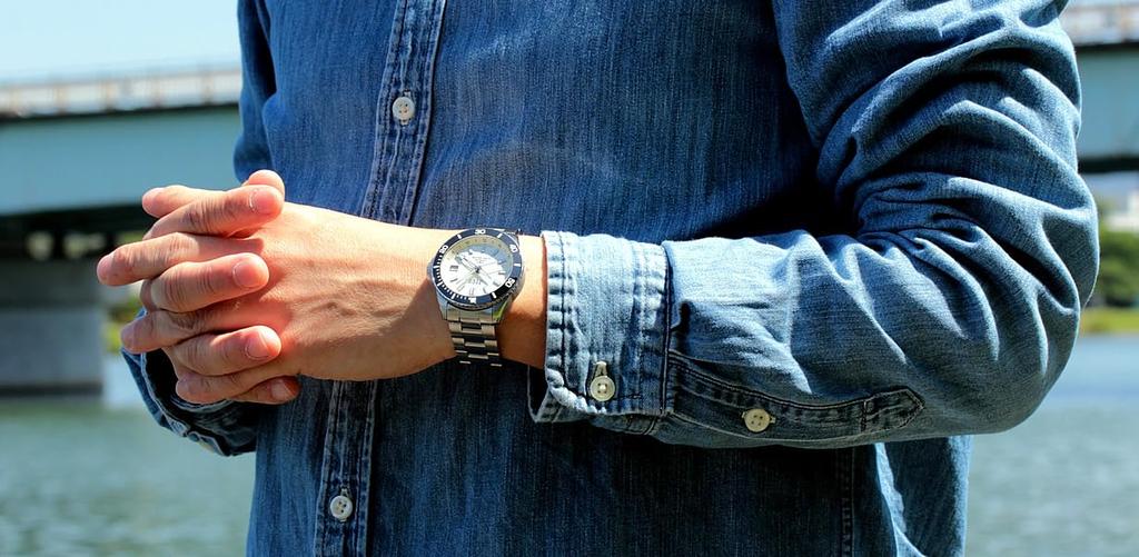 JIOS GMT GMT Made In Automatic Stainless Steel Sapphire DIVER'S104 Diver's Watch, Japan, Men's Watch, Strap, Crystal, Off-White