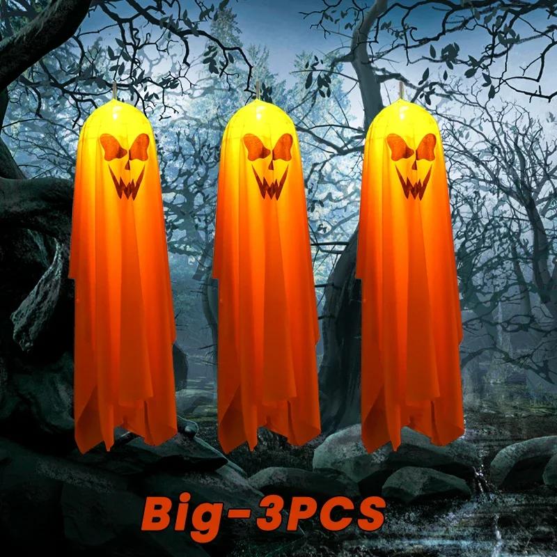 Halloween LED Ghost Lights DIY Hanging Decor Spooky Indoor Party Atmosphere Lighting For Home Scary Decorations Party Supplies