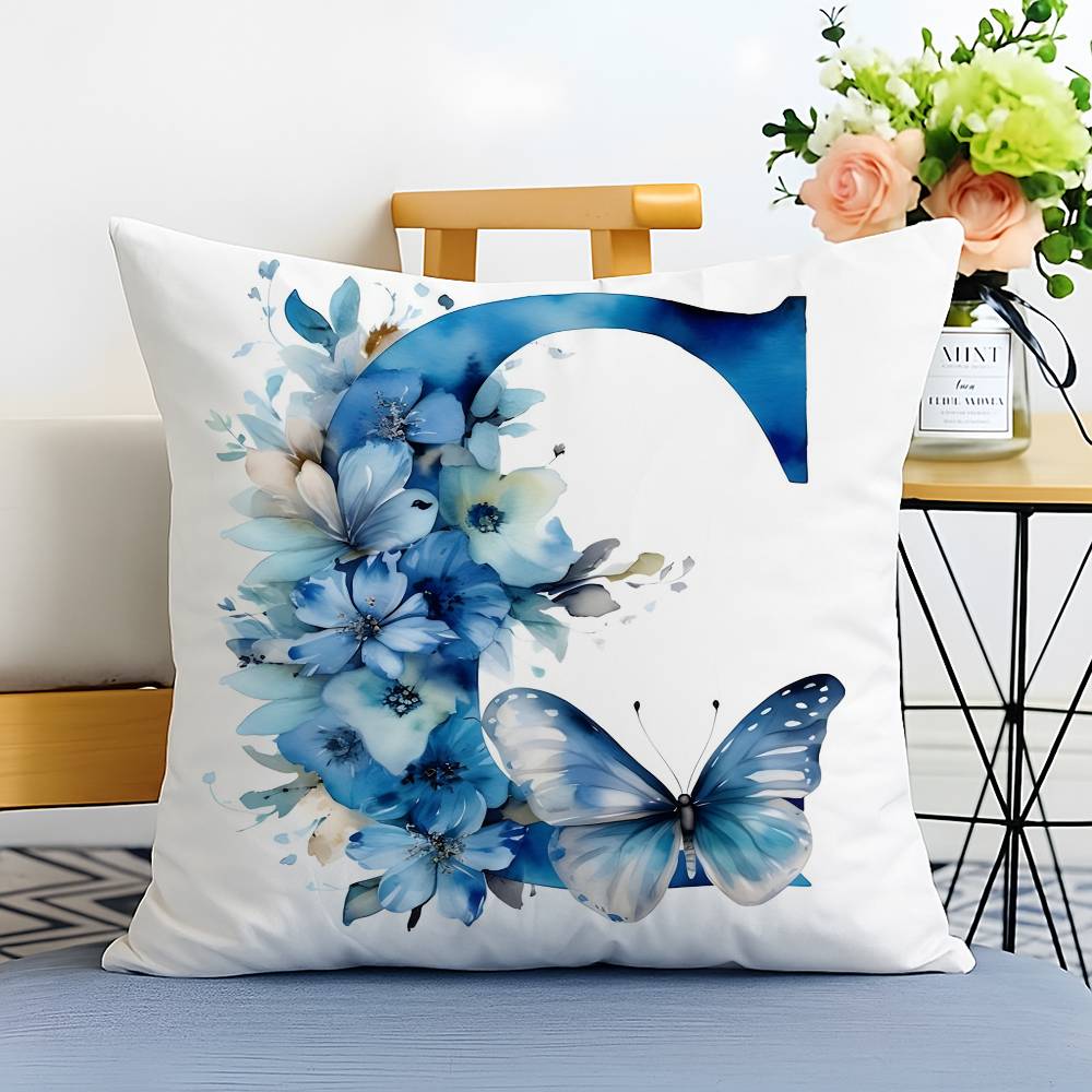 Creative Letters Floral Print Pillow Case Printed Brushed Fleece Pillow Baby Skin-Touch Eco-Friendly Dye-Sublimat