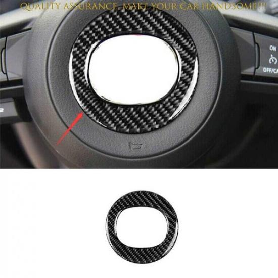 For Mazda CX-5 2017-2024 Real Carbon Fiber Steering Wheel Horn Button Ring Trim