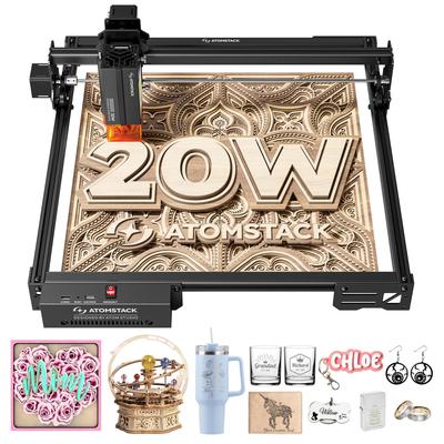 ATOMSTACK A20 PRO V2 20W Laser Engraving Machine, 0.08 × 0.10 Mm Laser Spot, 400 × 365 Mm Working Area, 400mm/s Speed, 0.01mm Precision Engraving
