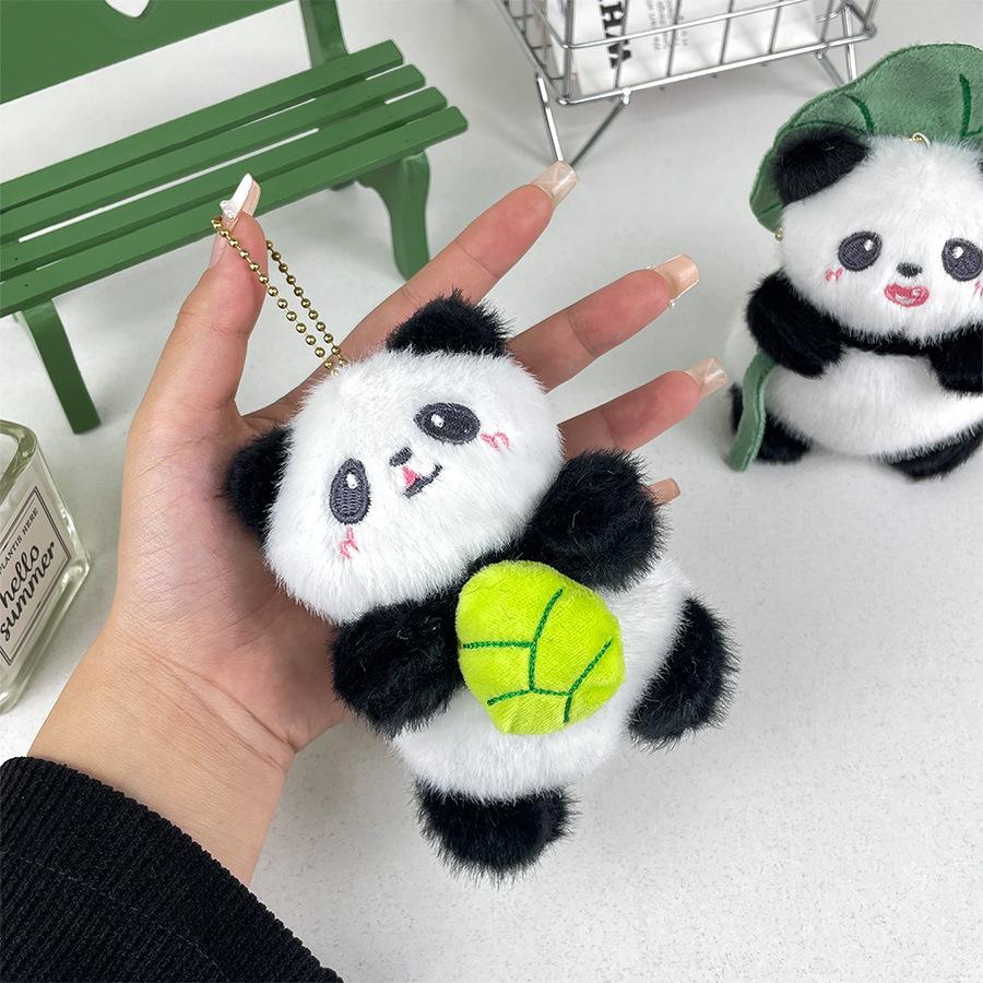 Mini Panda Charming Plush Toy Keychain Cute Animal Accessory For Bags And Cars