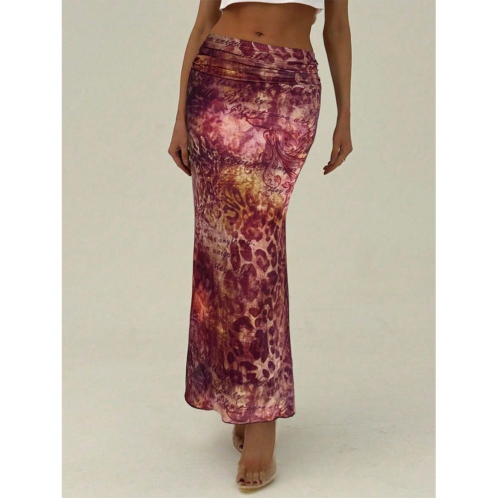 

Women s Summer Beach Maxi Skirt Y2k Floral Boho Flowy Long Skirt S фиолетовый