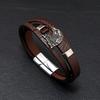 European and American Retro Style Eagle Alloy Magnetic Buckle Multi-layer Hand-woven Men's Leather Bracelet