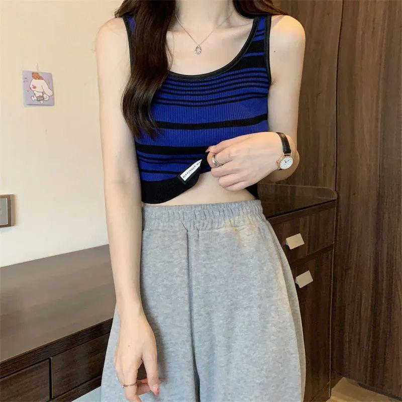 Women's Sports Stripe Camisole Summer Outer Wear Slim Fit Lining Sleeveless Sexy Top Outer Layer