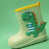 Waterproof Rain Boots Cute Cartoon Pattern Soft Bottom EVA Rain Shoes for Children Kids Green 16cm