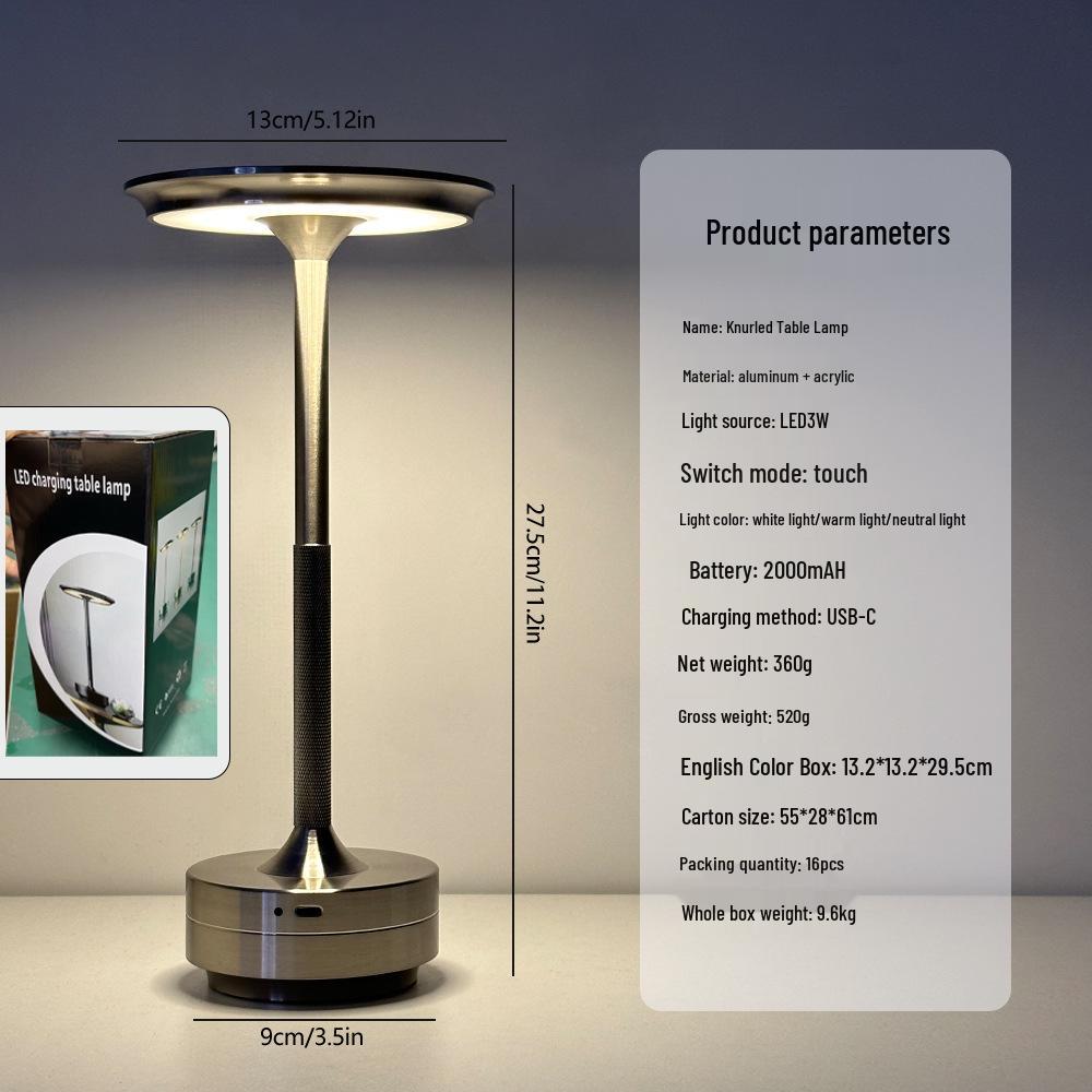 Used LED Rechargeable Induction Desk Lamp - Creative Flying Saucer Design for Camping & Night Light