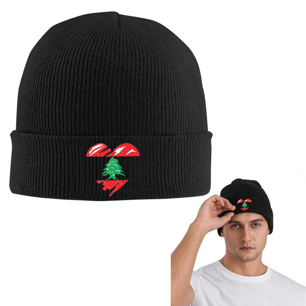 I Heart Lebanon Lebanese Flag Warm Knitted Cap Hip Hop Bonnet Hat Autumn Winter Outdoor Beanies Hats for Men Women Adult
