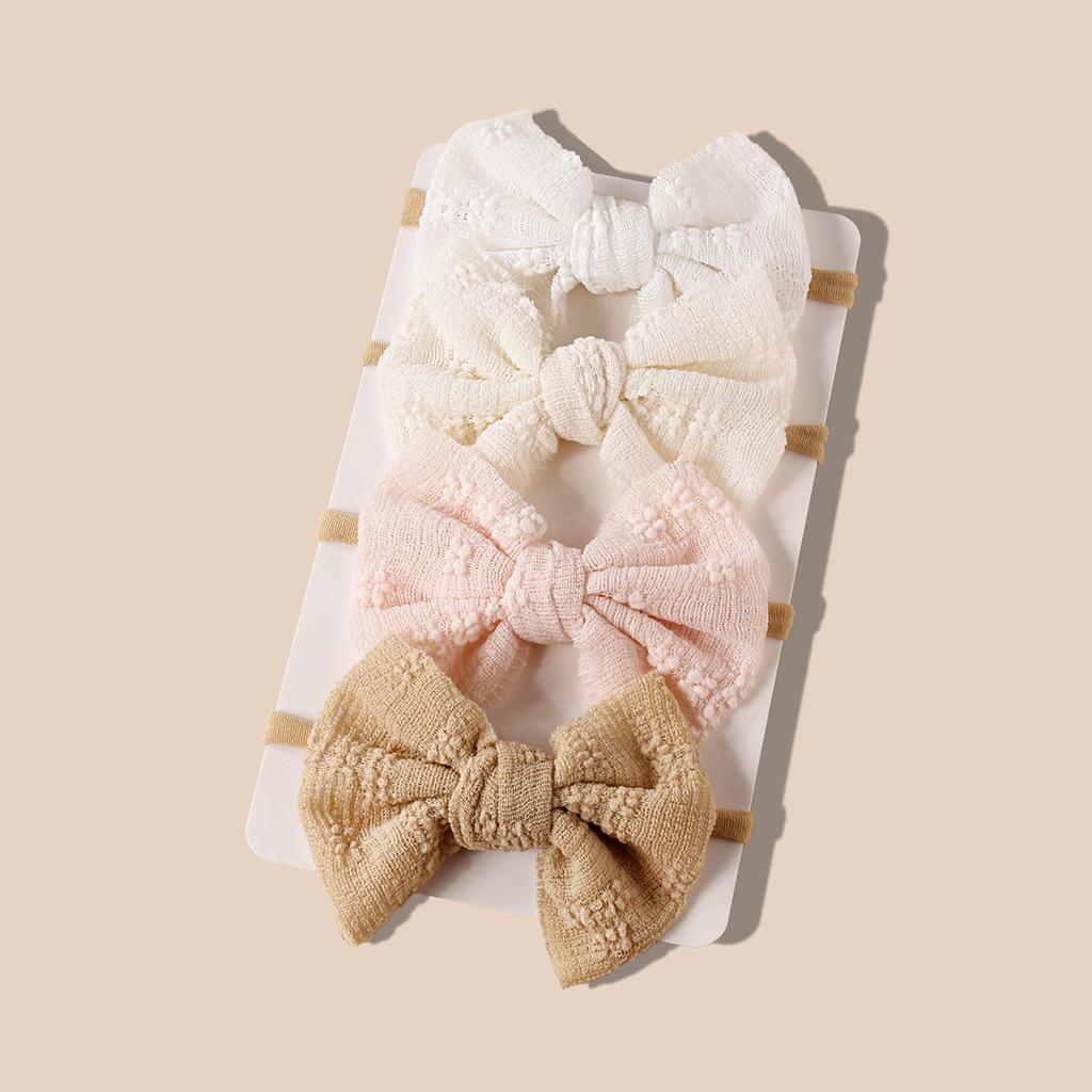 Baby Headband Gauze Jacquard Bow Nylon Narrow Edge Elastic Hairband For Girls Kids Soft Hair Accessories  4 Pcs/Lot