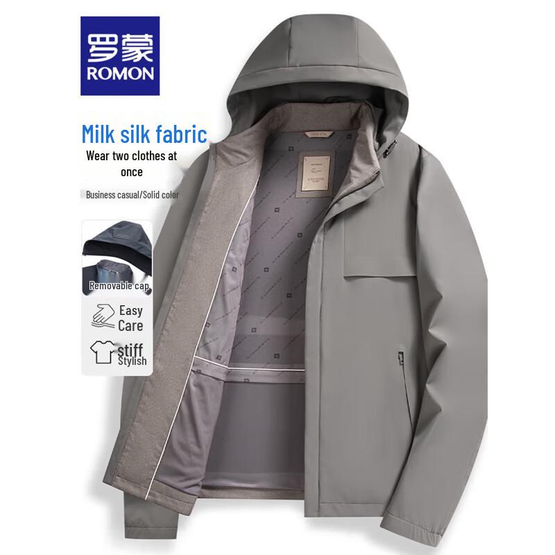 

ROMON Men s Detachable Hood Business Casual Jacket 7J147333 3XL