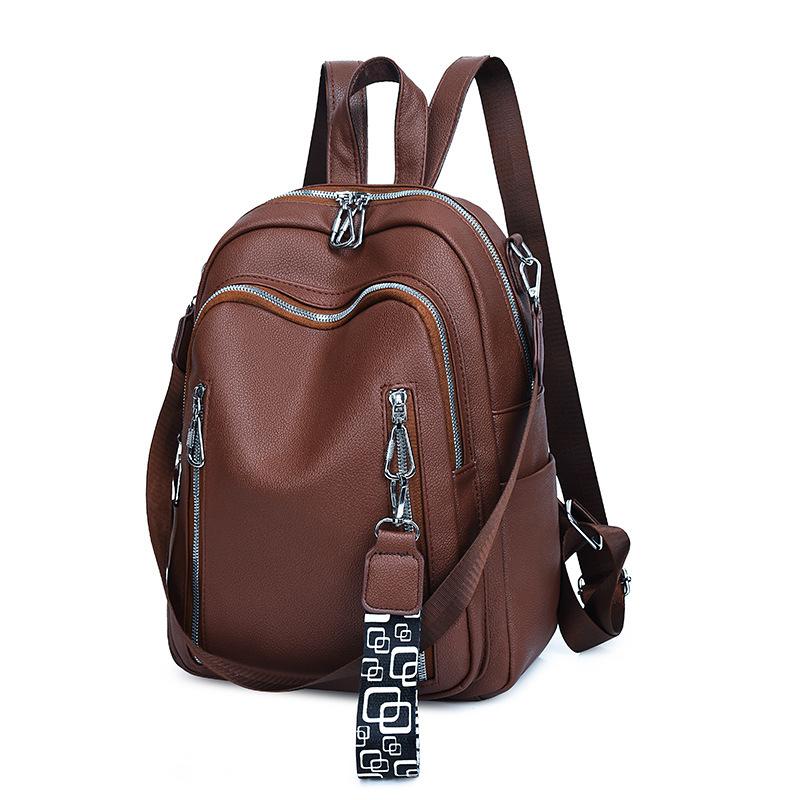 2025 new Korean version fashion trend retro large capacity soft leather backpack outdoor travel backpack women's bag