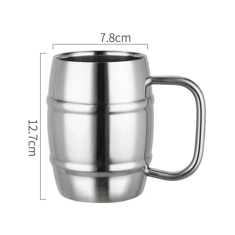 New Double Wall Stainless Steel Beer Mug Portable Coffee Tea Cups Travel Tumbler Office Use Water Cup with Handle Drinkware