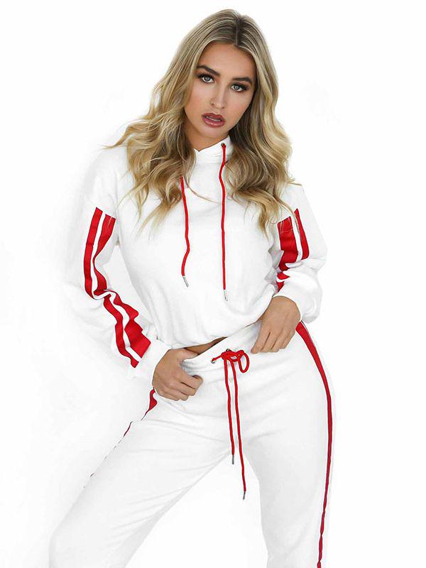 Women Casual Sweatshirt Sports Pants Hooded Cropped Sweatshirt