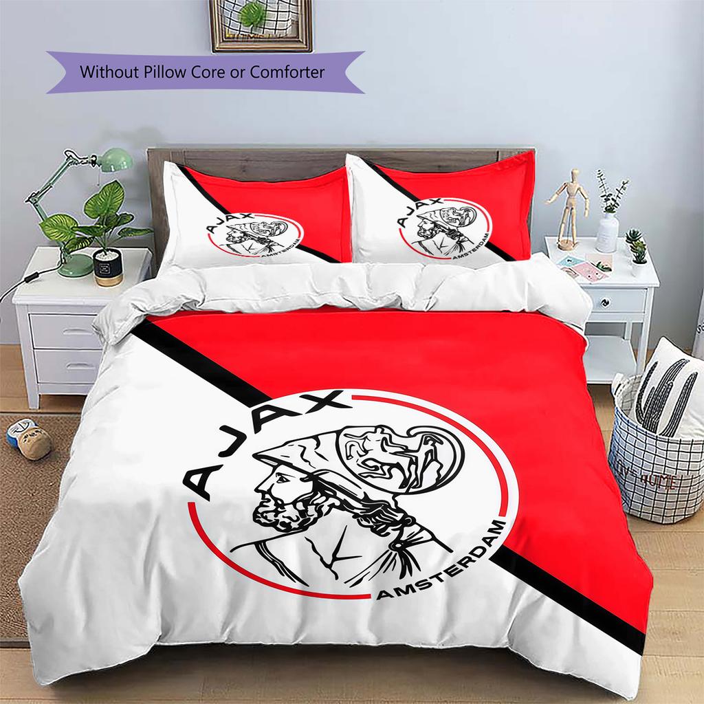 Amsterdamsche Football Club Ajax2 Pattern Bedding Quilt Set Home Decoration Gift (1 * Duvet Cover + 2 * Pillowcase Without Core)
