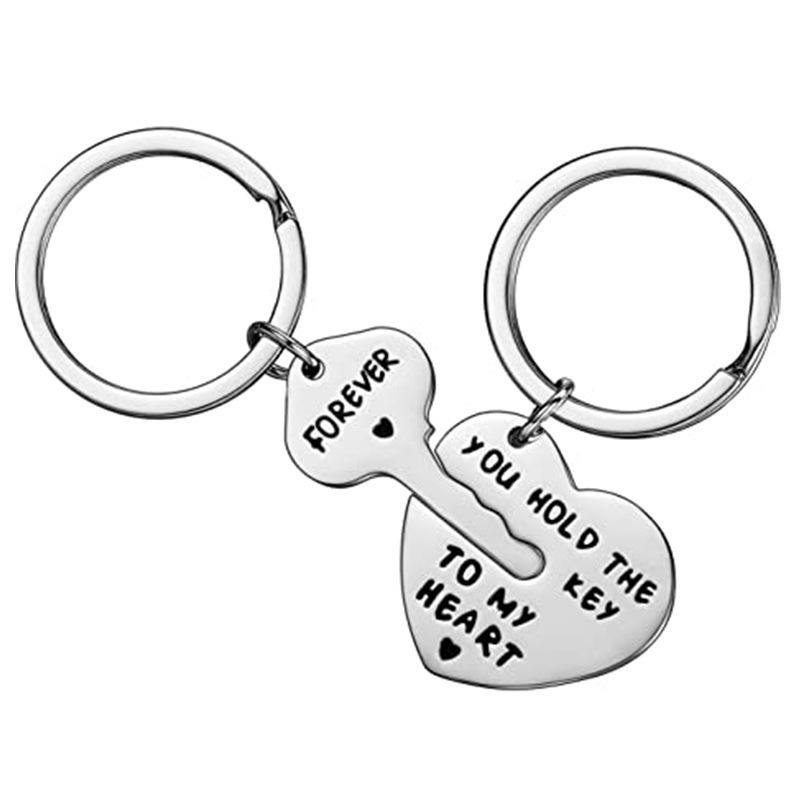 Valentines Day Gift Peach Heart Key You Hold The Heart Key Couple Stainless Steel Keychain Stainless Steel Keychain for Backpack Bag Pendant