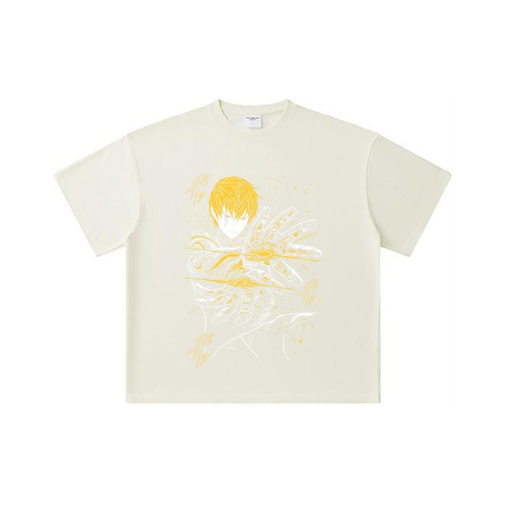 

260 GSM Double Yarn 32 Count 100% Cotton One Punch Man V2 Genos Print Unisex Heavy Cotton T Shirt S абрикосовый