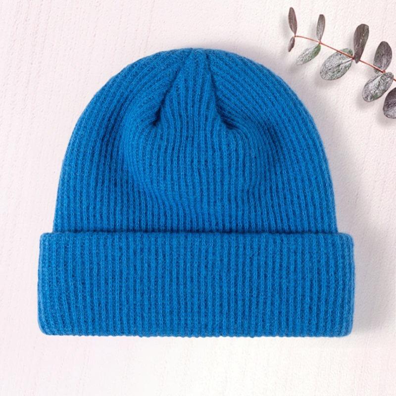 acrylic knitted hat flanged wool hat autumn and winter warm wool hat embroidery
