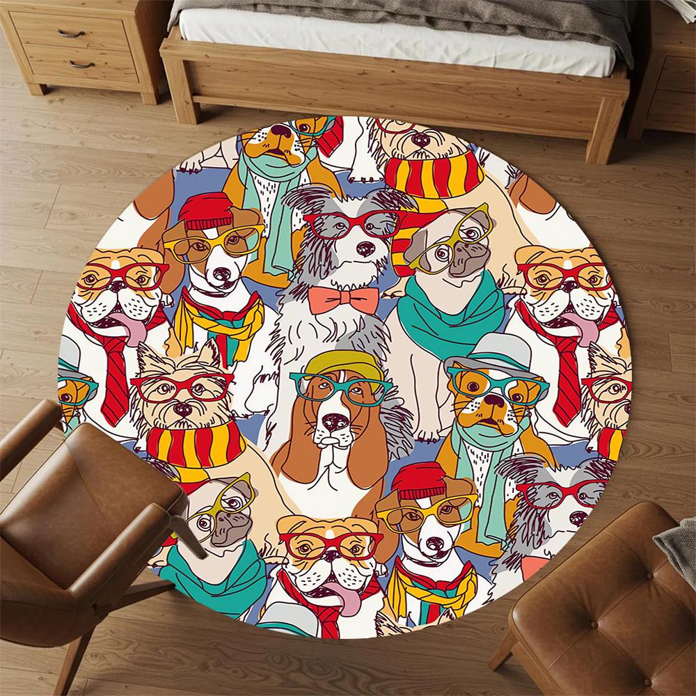 1pc dogs glasses Round Chair mat Area Rug - Non-Slip, Floor Mat for Office, Bedroom, and Indoor Decor c1118242