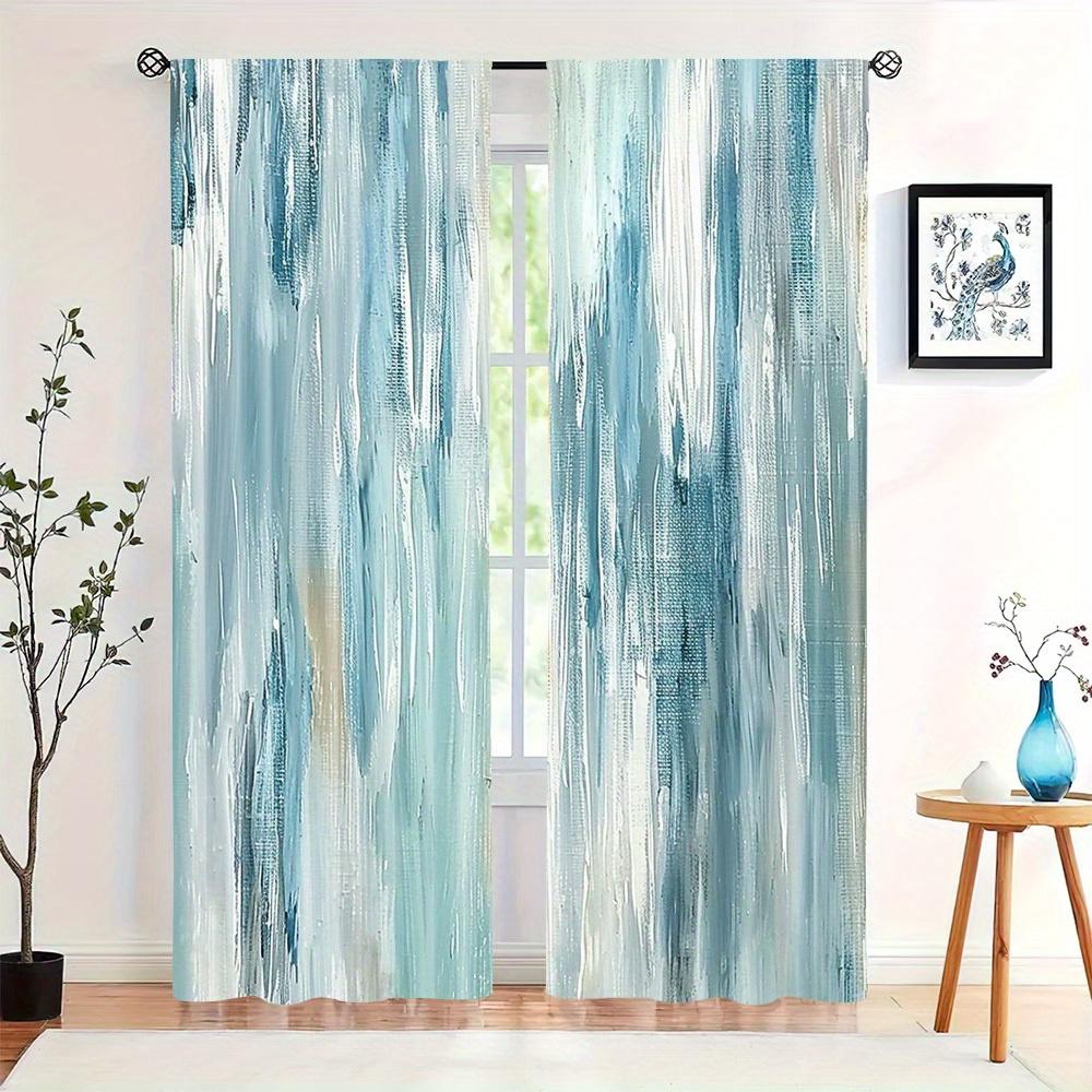 2pcs Set Abstract Modern Art Curtains - Rod Pocket Design for Easy Hanging, Perfect for Bedroom, Living Room & Home Decor