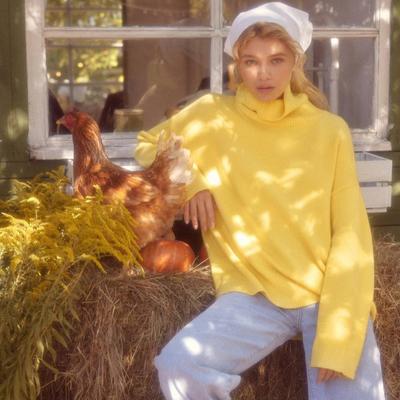 Pulovere cu gât înalt pentru femei, pulovere tricotate cu mâneci lungi, supradimensionate, groase, topuri pulover, ținute casual de toamnă-iarnă la modă, pulovere de bază în culori uni pentru femei