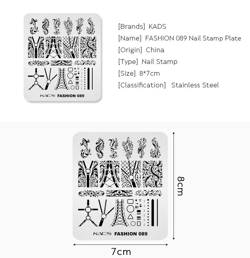 kads Fashion 089 Nail Art Stamping Platte Nagel Druck Schablone Nagel Stamping Vorlage