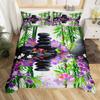 Lotus Duvet Cover, Water Lily Bedding Set, Lotus Leaf Quilt Cover, Summer Theme Print Comforter Cover For Girl Women Twin King
