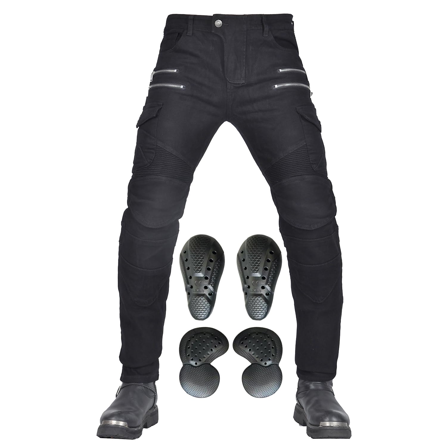 

VNFOX Motorcycle Riding Pants with Denim Rider Racing Stretch Abrasion Unisex Size Protectors, Pants, Pants, All-Season, Material, Resistant, (Black, чёрный