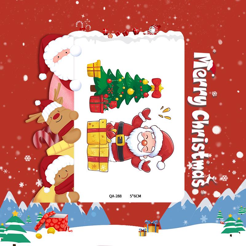 Popular Cartoon Christmas Temporary Tattoos for Kids - Cute Santa and Snowman Sticker Set