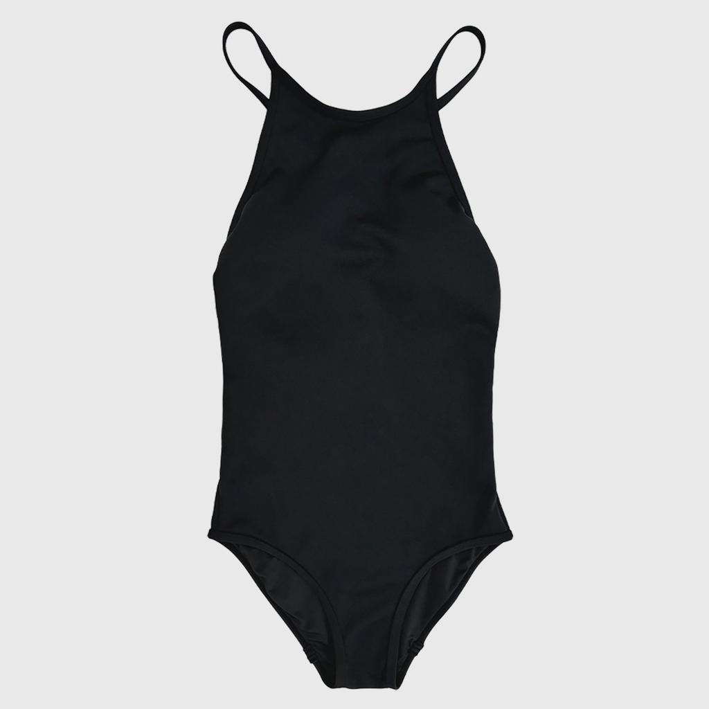 Small breasts sexy big halter strap one-piece swimsuit female slim black high-end Japanese student Korean swimsuit