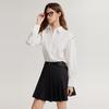 ELLE French Design Pleated Shirt Dress With Hollow Long Sleeves Women dresses Dark-Gray EL49468