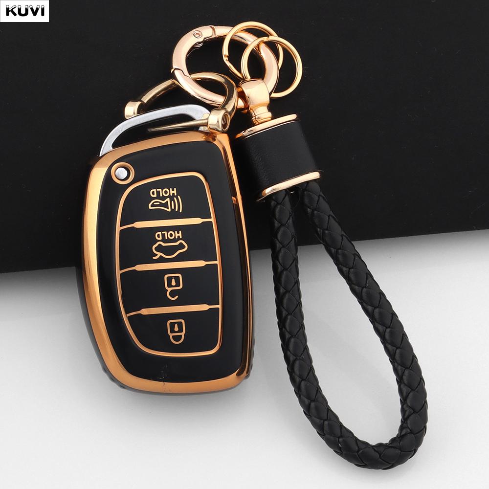 3 4 Button Soft Tpu Car Smart Key Case Fob Keychain For Hyundai Tucson Santa Fe Rena Sonata Elantra Creta Ix35 Ix45 I10 I30 I40