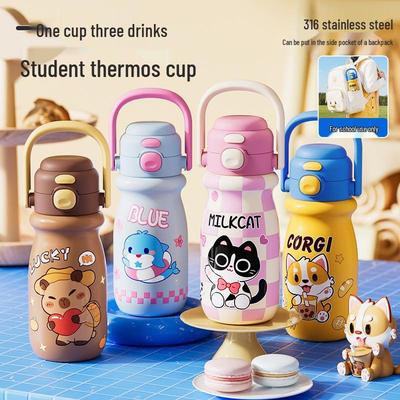 Capybara 316 Stainless Steel Cartoon Insulated Straw Cup for Kids